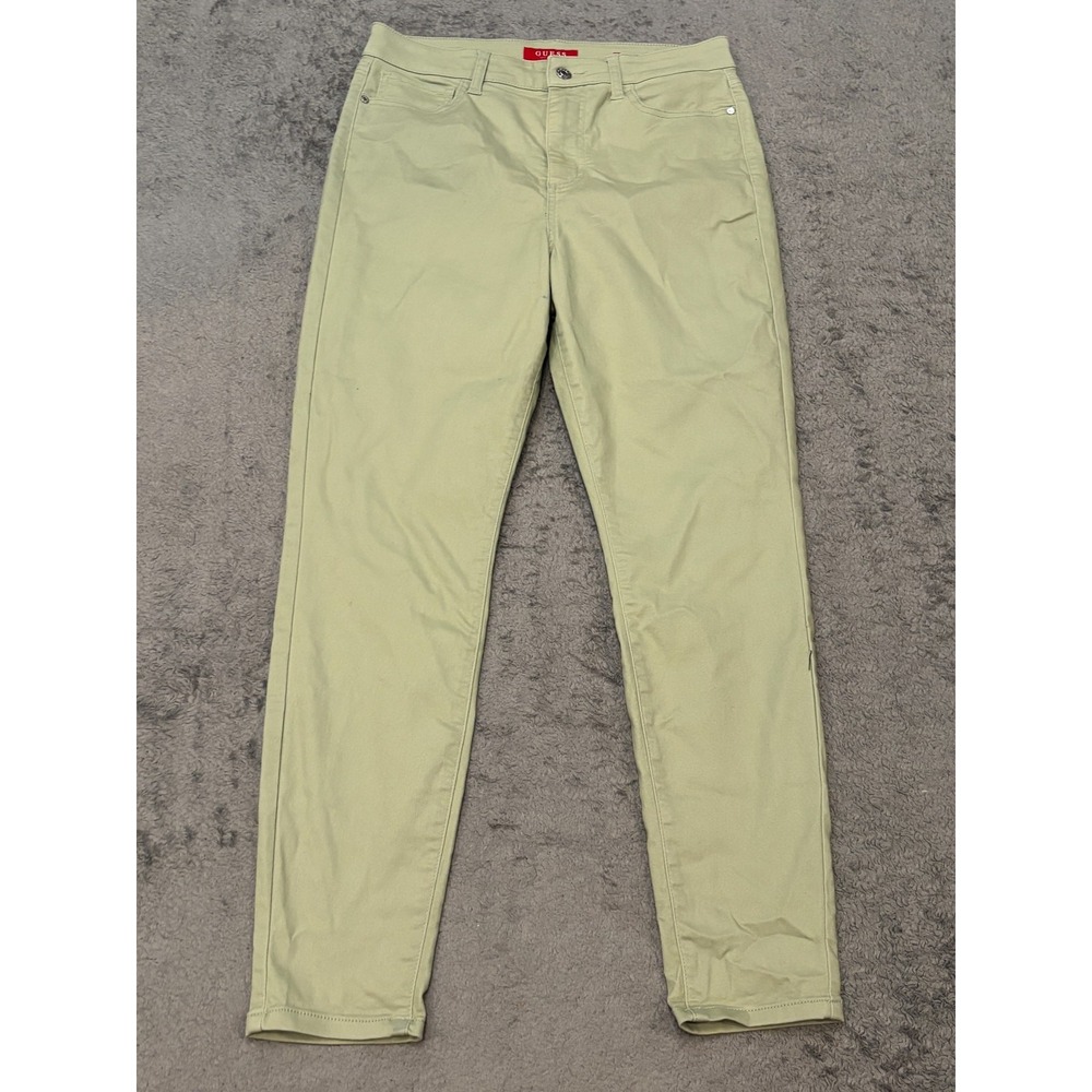 GUESS High Rise Skinny Jeans Women's 31 Bright Green Stretch Denim Casual